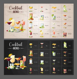 鸡尾酒酒吧菜单