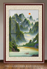 玄关水彩山水画