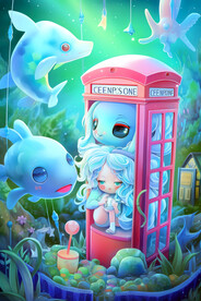 海底电话亭插画