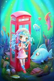 海底电话亭插画