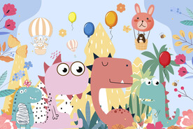 卡通恐龙儿童房背景