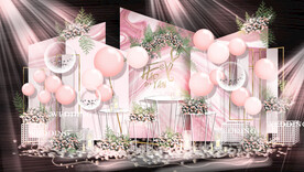 粉色气球婚礼展示区