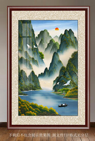 玄关水彩风景画