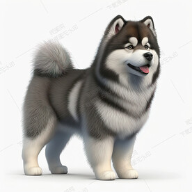 卡通阿拉斯加雪橇犬
