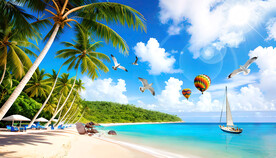 蓝天白云大海沙滩