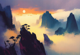 当代油画 黄山日出