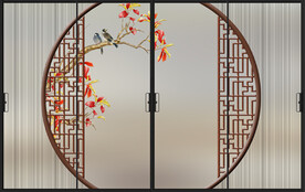 高清透底枫叶移门图