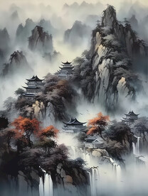 云绕高山胜仙境