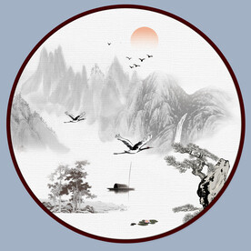圆形中式山水画
