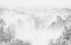 禅意水墨山水画