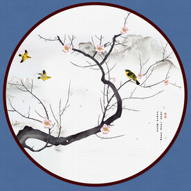 圆形中式花鸟图