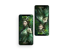 手机壁纸  插画  花神