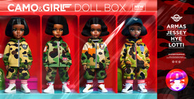 可爱迷彩女孩手办盒psd