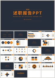 蓝橙色个人述职报告PPT