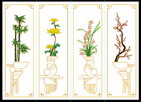 高清分层透明底推拉门打印图