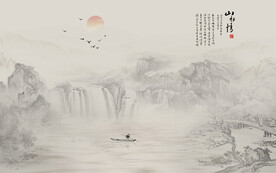 山水风景背景墙壁画