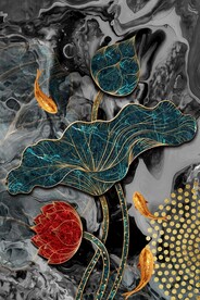 抽象荷花锦鲤玄关