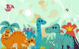 卡通恐龙背景墙