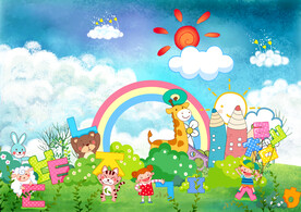 卡通儿童房背景墙