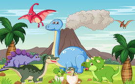 卡通恐龙儿童房背景