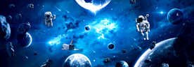 3D宇宙太空陨石星球宇航员背景