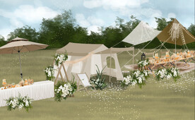 户外婚礼现场甜品区效果图