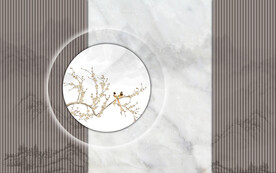 新中式水墨山水格栅背景墙