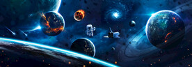 蓝色星球太空宇航员宇宙银河背景