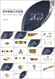 蓝色年中季度工作计划总结PPT