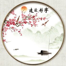 圆形中式花鸟图