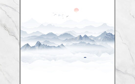 爵士灰白大理石山水画背景墙