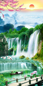 财源滚滚山水画