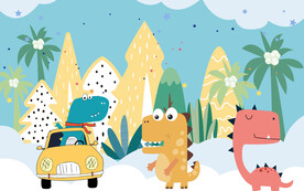 卡通恐龙儿童房背景墙