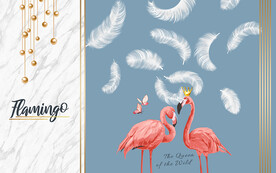 简约火烈鸟背景墙