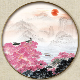 圆形中式山水画