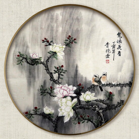 圆形花鸟图