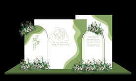 白绿色婚礼订婚舞台
