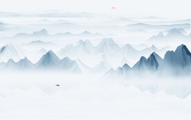 意境抽象水墨山水画