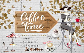咖啡馆下午茶背景墙
