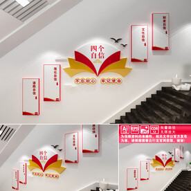 四个自信楼道文化墙