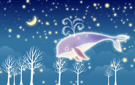 卡通鲸鱼儿童房背景