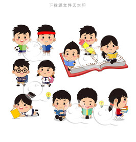 校园小朋友矢量图集
