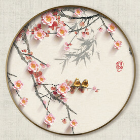 圆形花鸟画