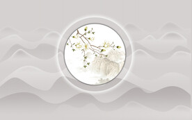 山水水墨格栅背景墙