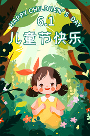 儿童节插画海报