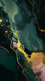 墨绿色抽象金箔画