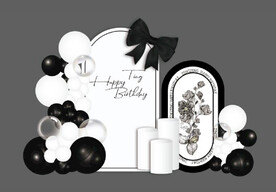 黑白小香风生日背景