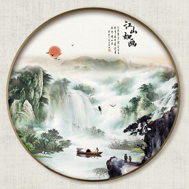 圆形中式山水画