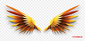 金黄彩色动漫卡通羽毛翅膀