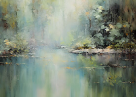 当代油画 静静的小河